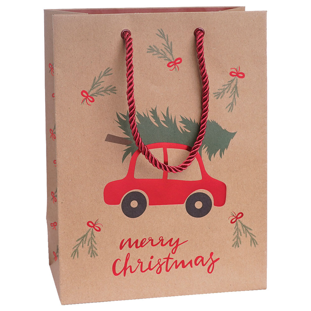 Geschenk-Tragetaschen aus Kraftpapier Driving Home rot-grün klein Geschenk-Tragetaschen aus Kraftpapier Driving Home rot-grün klein