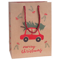 Geschenk-Tragetaschen aus Kraftpapier Driving Home rot-grün klein Geschenk-Tragetaschen aus Kraftpapier Driving Home rot-grün klein