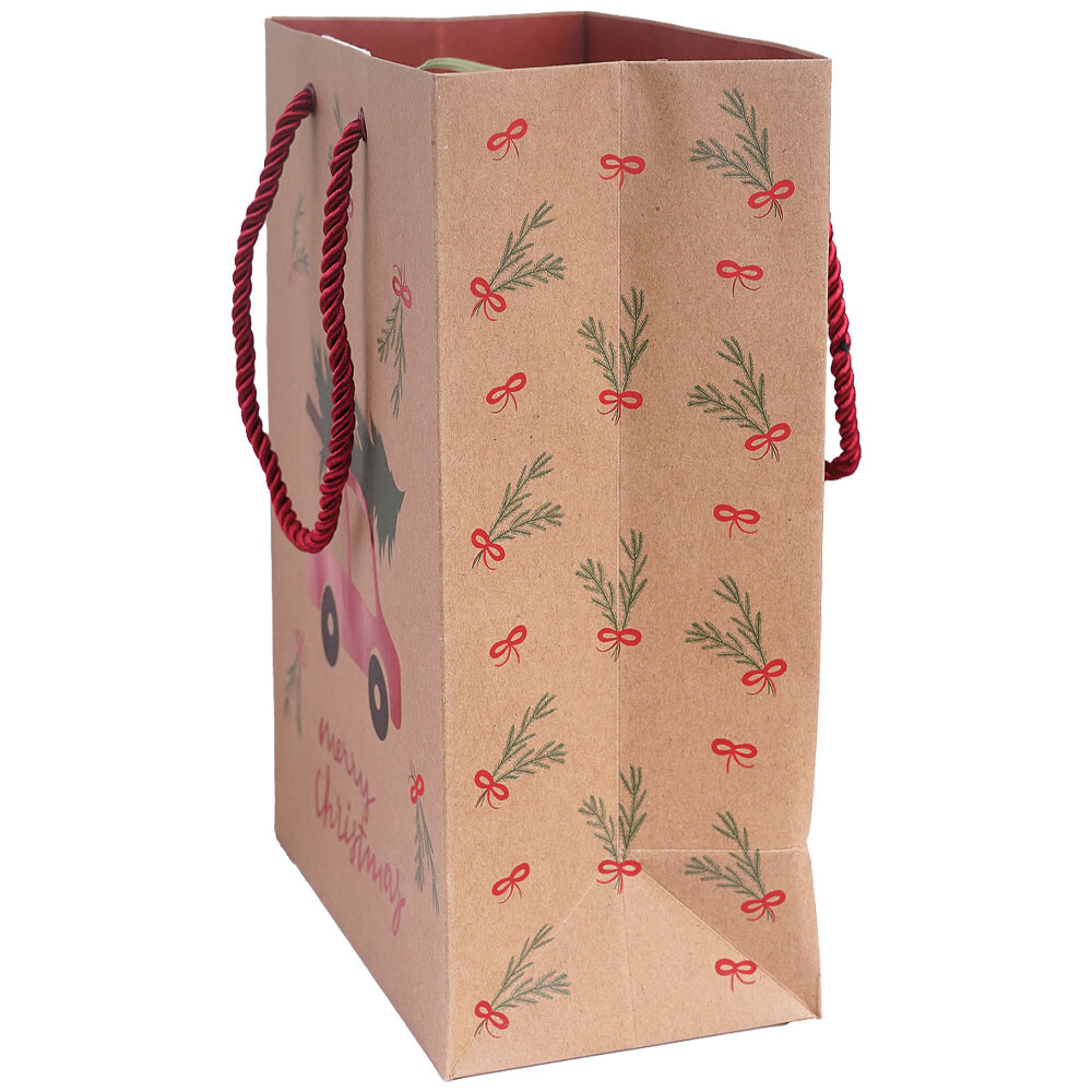 Geschenk-Tragetaschen aus Kraftpapier Driving Home rot-grün klein Geschenk-Tragetaschen aus Kraftpapier Driving Home rot-grün klein