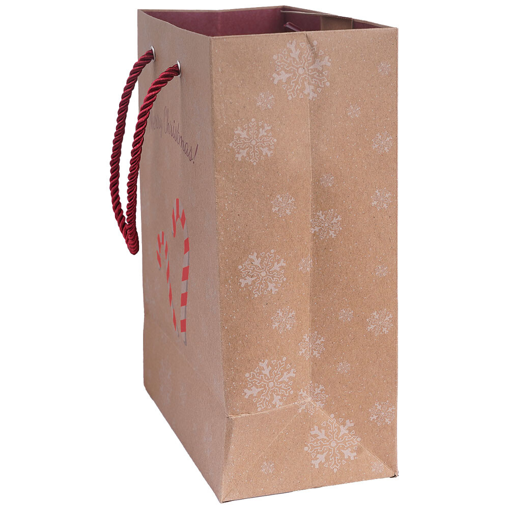 Geschenk-Tragetaschen aus Kraftpapier Zuckerstange rot-weiß klein Geschenk-Tragetaschen aus Kraftpapier Zuckerstange rot-weiß klein