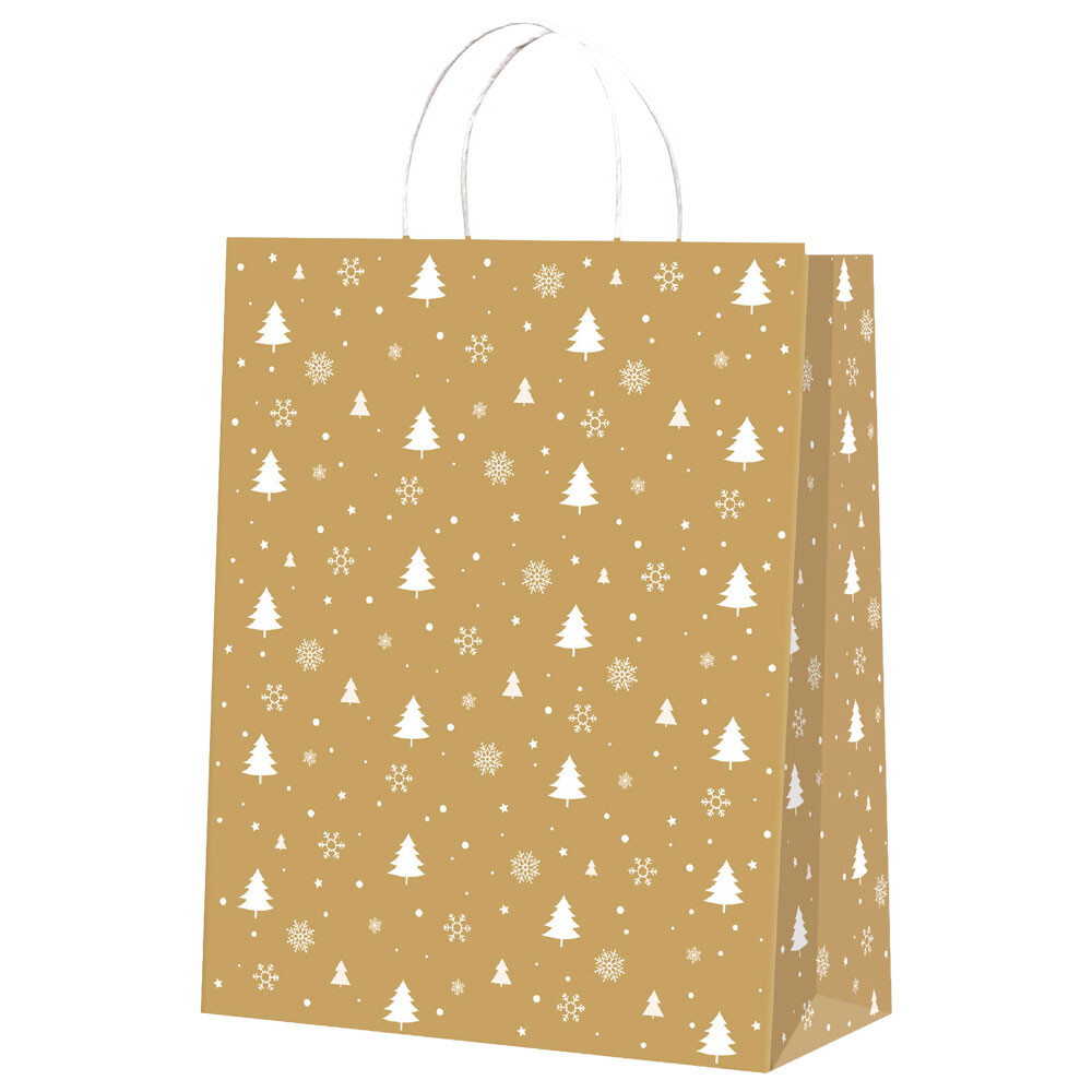 Geschenk-Tragetaschen gold Tannenbäume Präsente groß Geschenk-Tragetaschen gold Tannenbäume Präsente groß