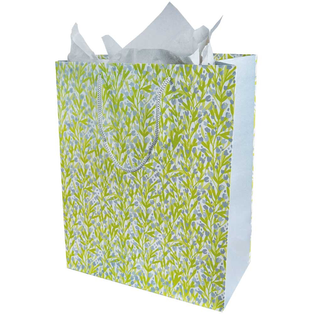 Geschenk-Tragetaschen grün mit Blumenmotiv 26 + 13 x 32 cm Geschenk-Tragetaschen grün mit Blumenmotiv 26 + 13 x 32 cm