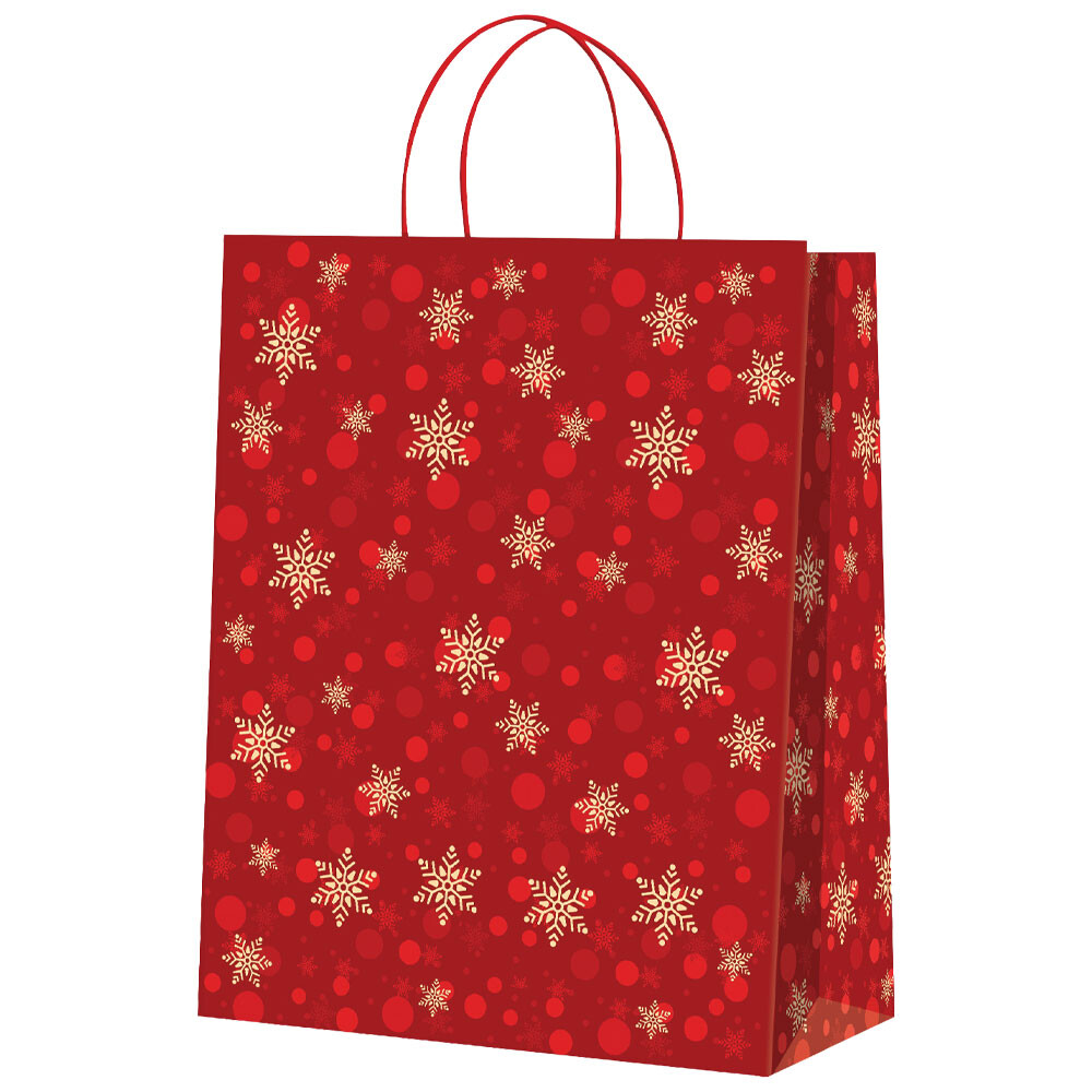 Geschenk-Tragetaschen rot Schneeflocken Präsente groß Geschenk-Tragetaschen rot Schneeflocken Präsente groß