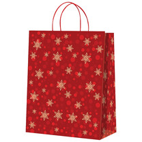 Geschenk-Tragetaschen rot Schneeflocken Präsente groß