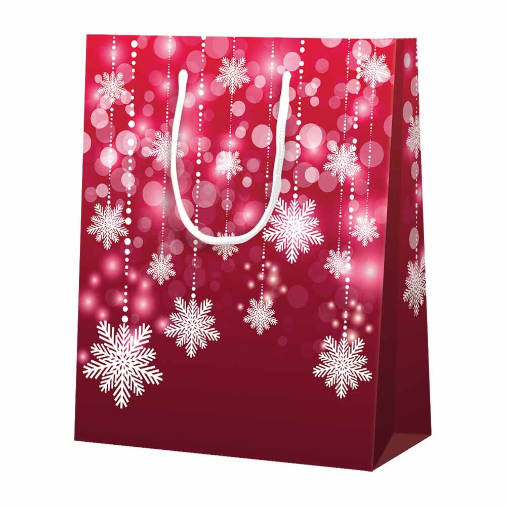 Geschenk-Tragetaschen Schneeflocken glänzend groß