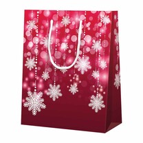 Geschenk-Tragetaschen Schneeflocken glänzend groß