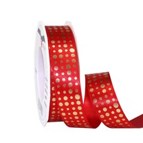 Geschenkband Rot Gold Punkte