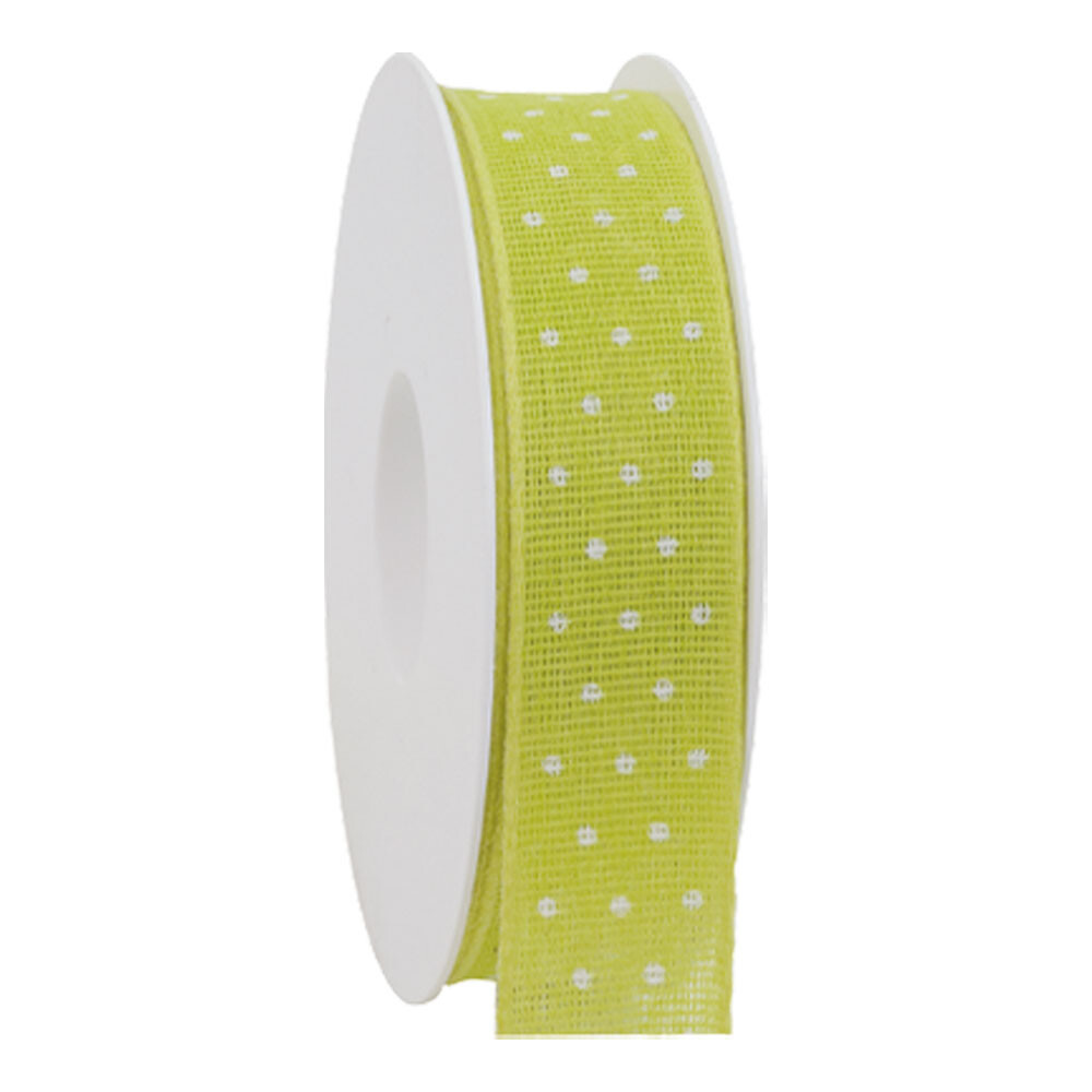 Geschenkband Baumwolle Punkte limette 25 mm Geschenkband Baumwolle Punkte limette 25 mm