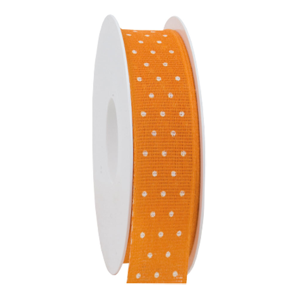 Geschenkband Baumwolle Punkte orange 25 mm Geschenkband Baumwolle Punkte orange 25 mm