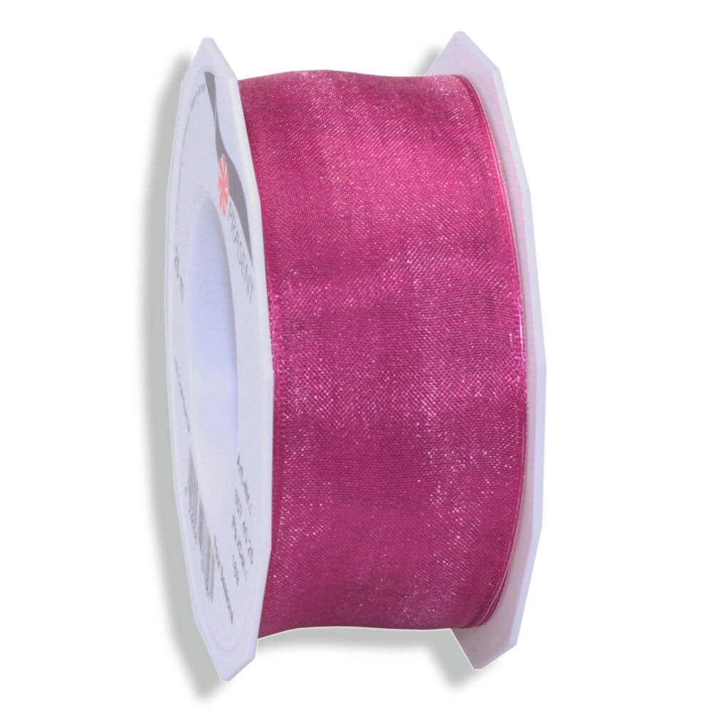 Geschenkband "Organza" mit Drahtkante Fuchsia 40 mm