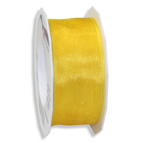 Geschenkband "Organza" mit Drahtkante Gelb 40 mm Geschenkband "Organza" mit Drahtkante Gelb 40 mm