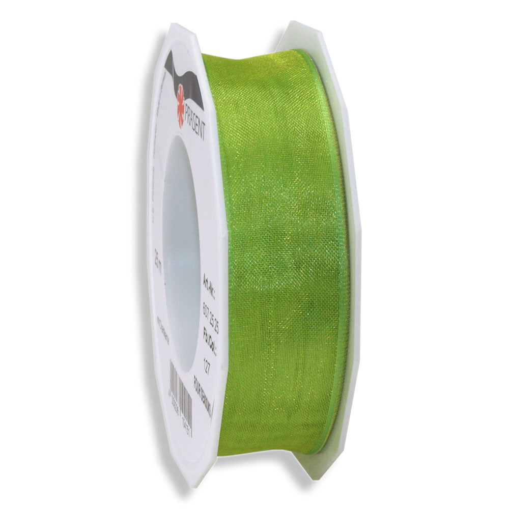 Geschenkband "Organza" mit Drahtkante Limette 25 mm
