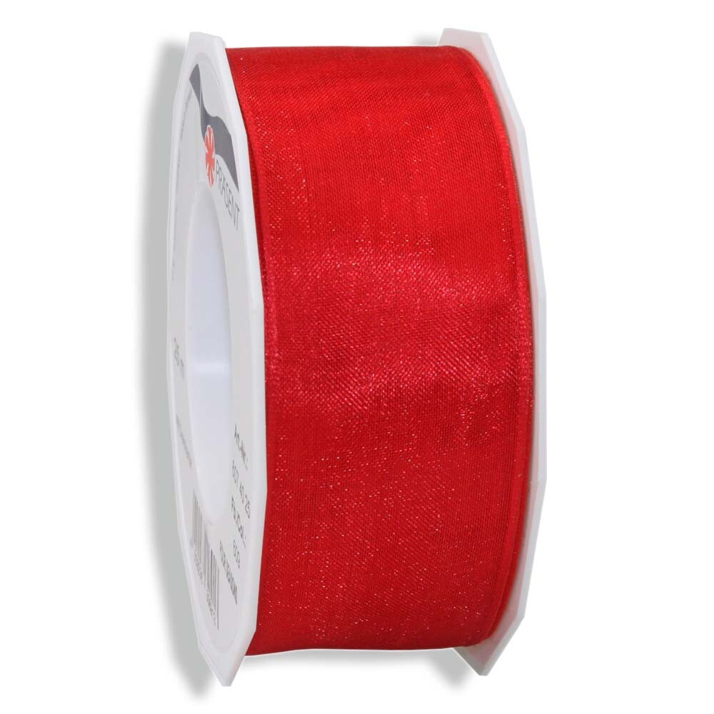 Geschenkband "Organza" mit Drahtkante Rot 40 mm Geschenkband "Organza" mit Drahtkante Rot 40 mm