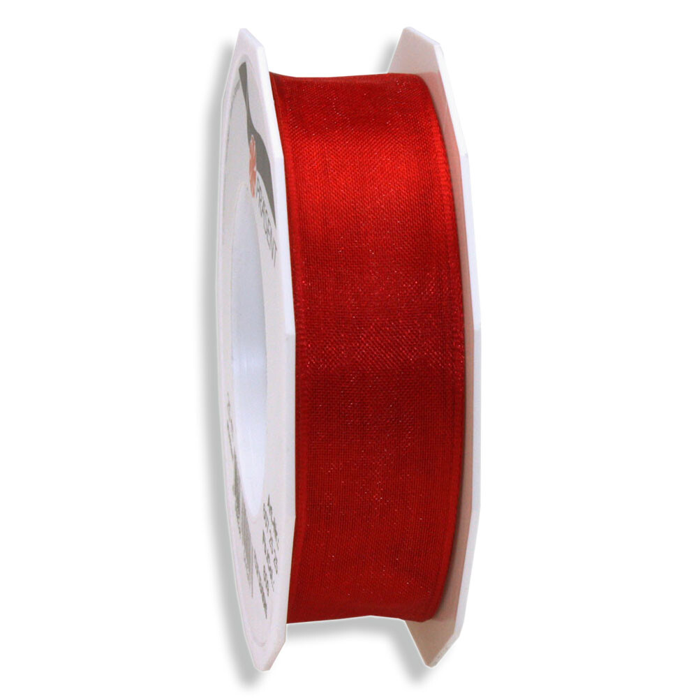 Geschenkband "Organza" mit Drahtkante Rot 25 mm