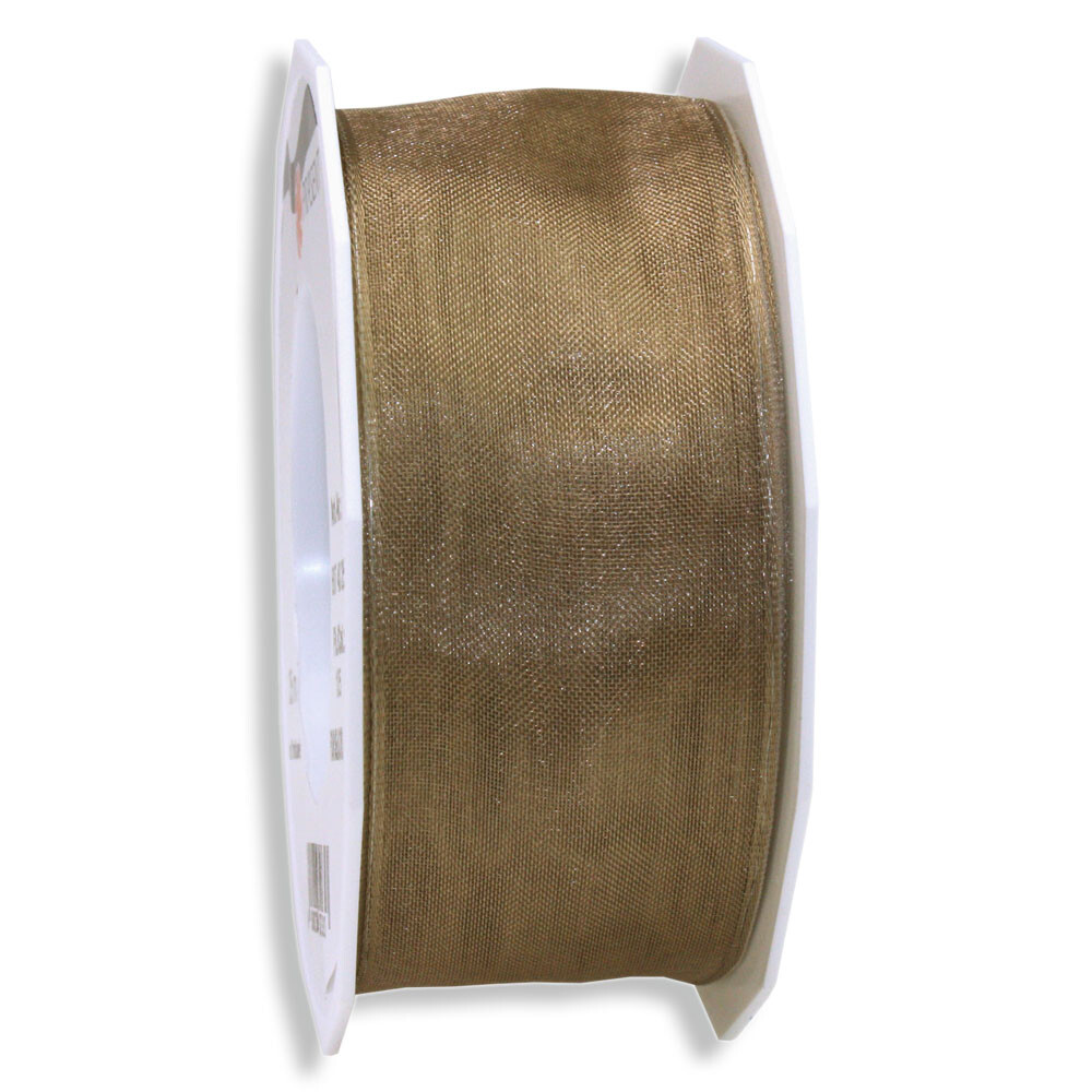 Geschenkband "Organza" mit Drahtkante Taupe 40 mm Geschenkband "Organza" mit Drahtkante Taupe 40 mm