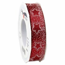 Geschenkband Sterne - Weihnachten bordeaux/glitter