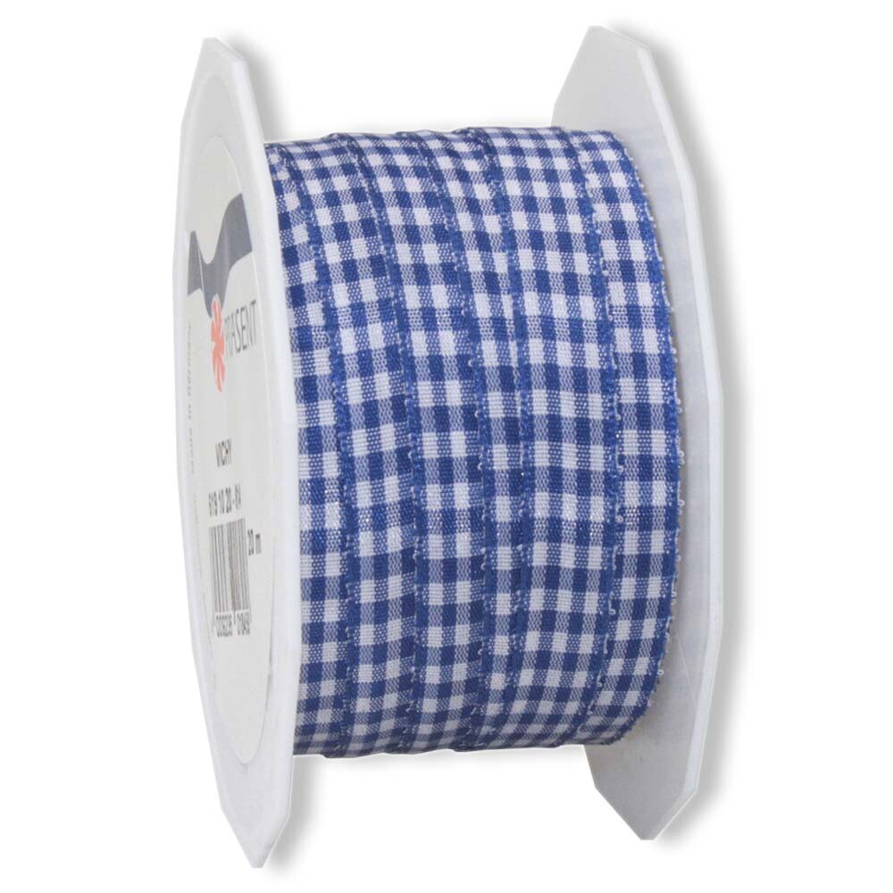 Geschenkband Stoffband Vichy Karo Blau 10 mm Geschenkband Stoffband Vichy Karo Blau 10 mm