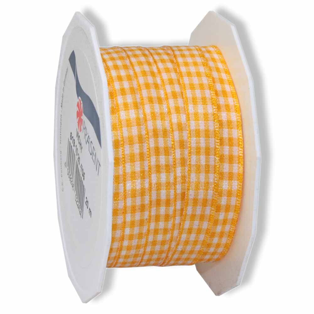 Geschenkband Stoffband Vichy Karo Gelb 10 mm Geschenkband Stoffband Vichy Karo Gelb 10 mm