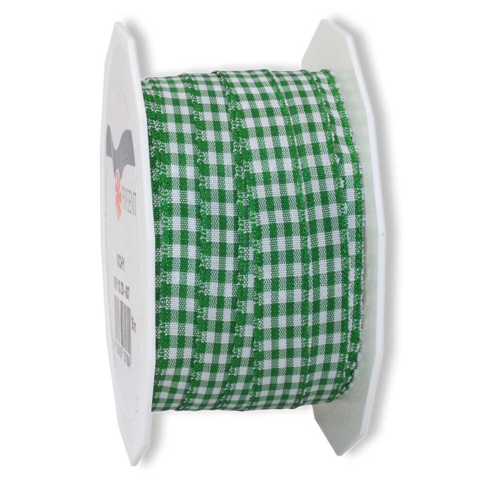 Geschenkband Stoffband Vichy Karo Grün 10 mm Geschenkband Stoffband Vichy Karo Grün 10 mm