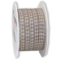 Geschenkband Stoffband Vichy Karo Taupe 10 mm Geschenkband Stoffband Vichy Karo Taupe 10 mm