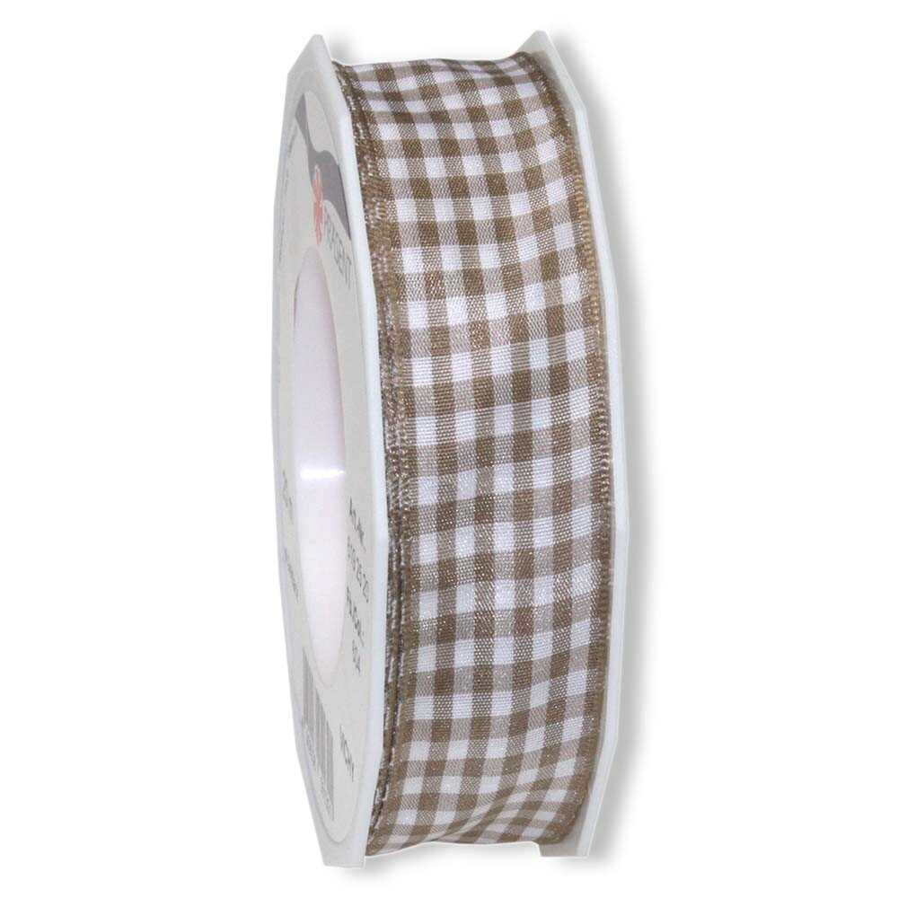 Geschenkband Stoffband Vichy Karo Taupe 25 mm Geschenkband Stoffband Vichy Karo Taupe 25 mm