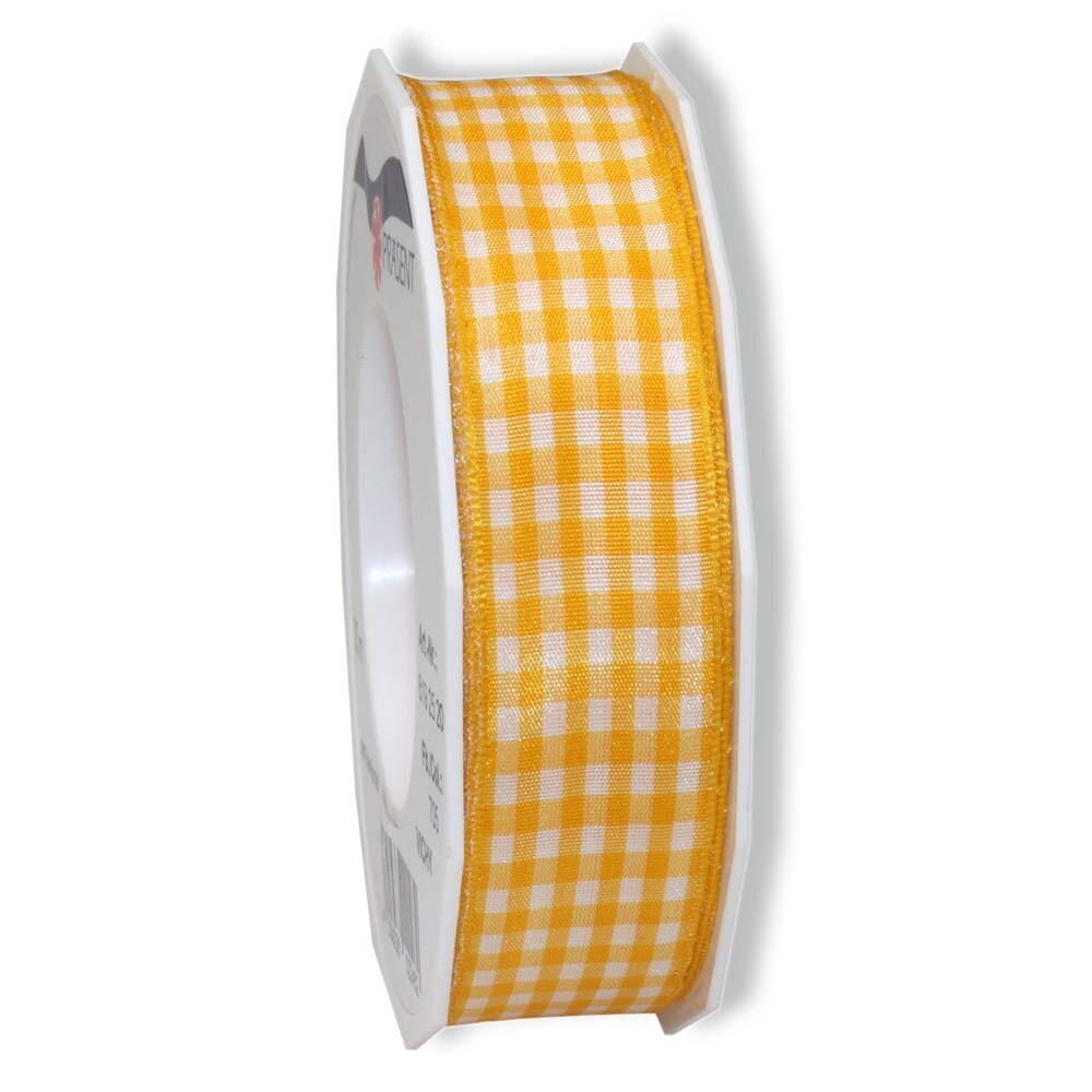 Geschenkband Stoffband Vichy Karo Gelb 25 mm Geschenkband Stoffband Vichy Karo Gelb 25 mm