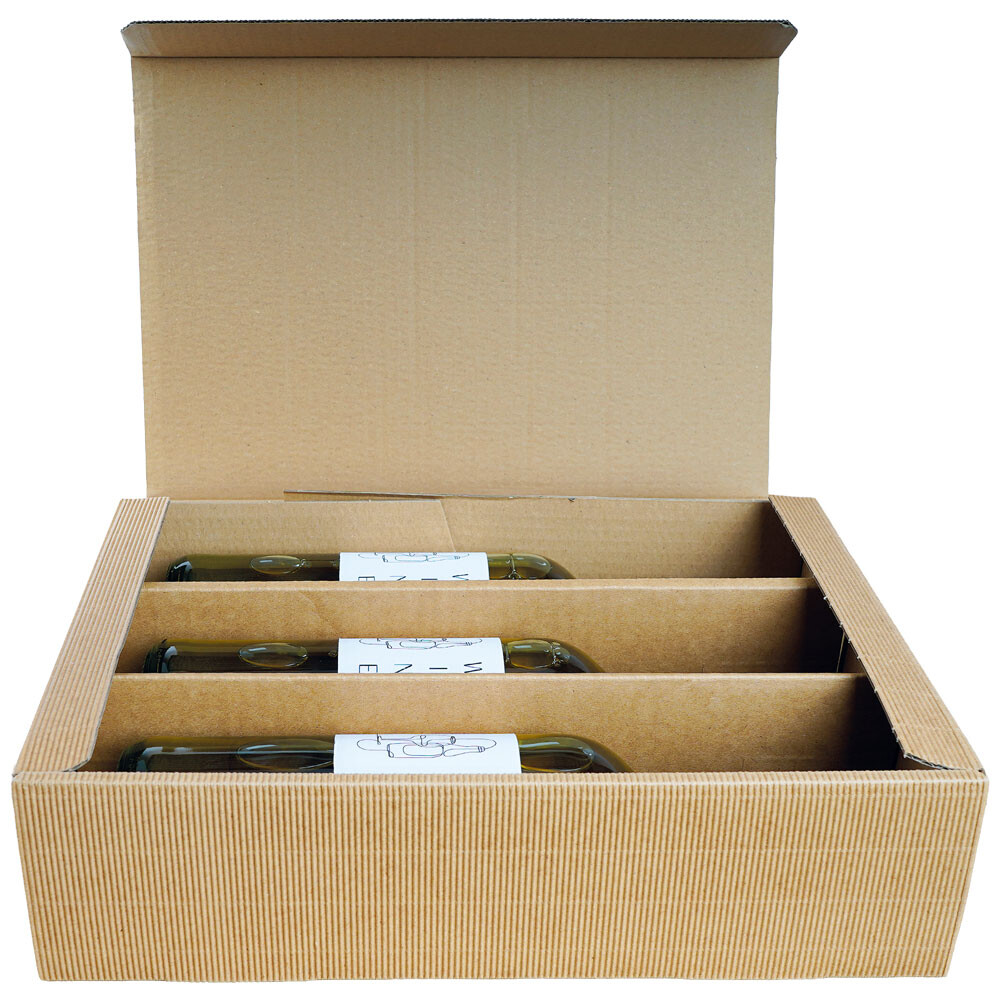 Weinkarton und Präsentkarton offene Feinwelle 3er natur Weinkarton und Präsentkarton offene Feinwelle 3er natur