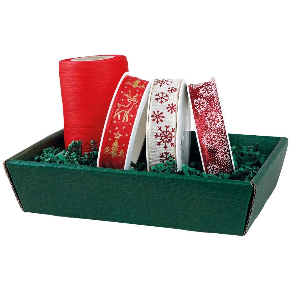 Geschenkkörbe 4-eckig Seta dunkelgrün mini flach Geschenkkörbe 4-eckig Seta dunkelgrün mini flach