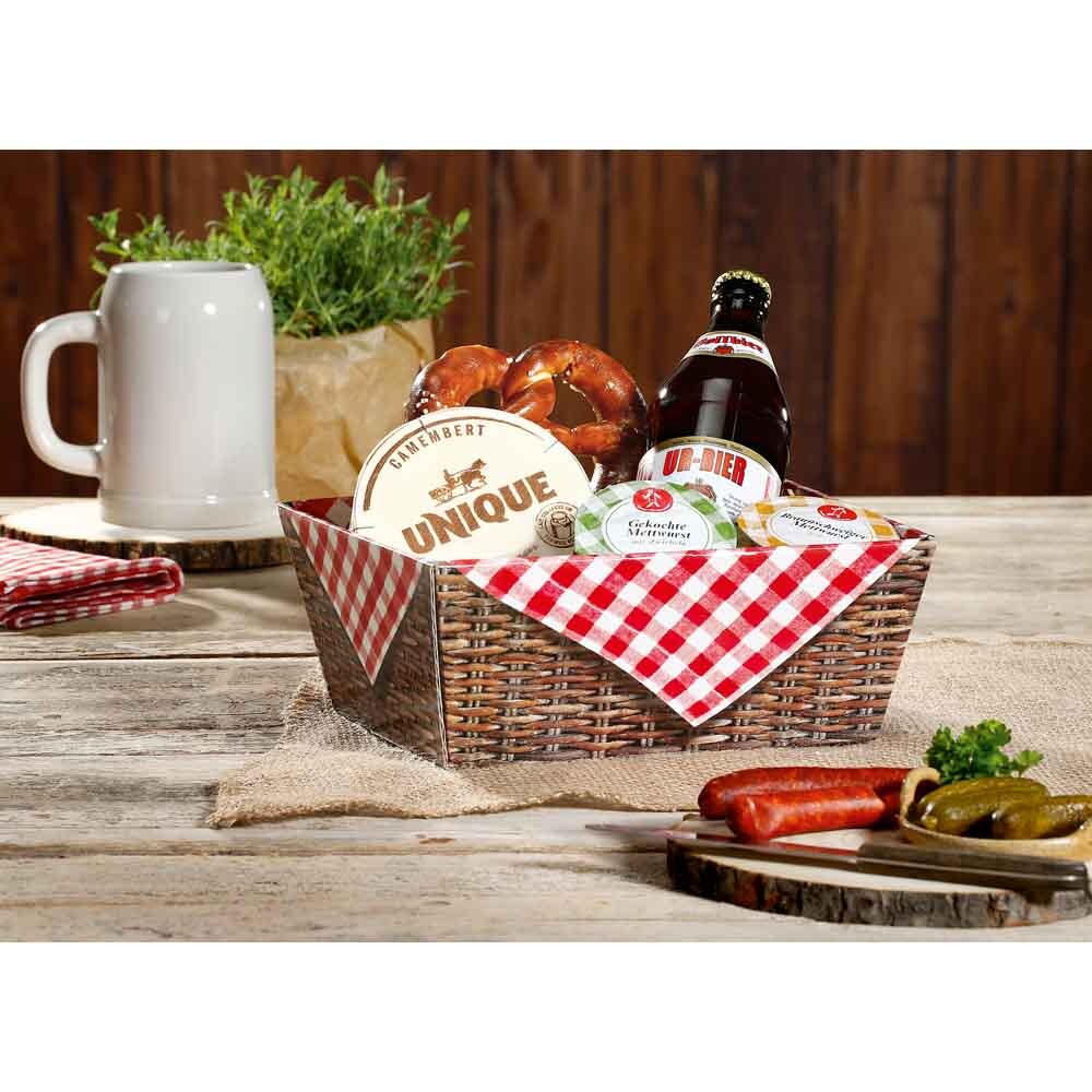 Geschenkkorb 4-eckig Brotzeit rot klein Geschenkkorb 4-eckig Brotzeit rot klein