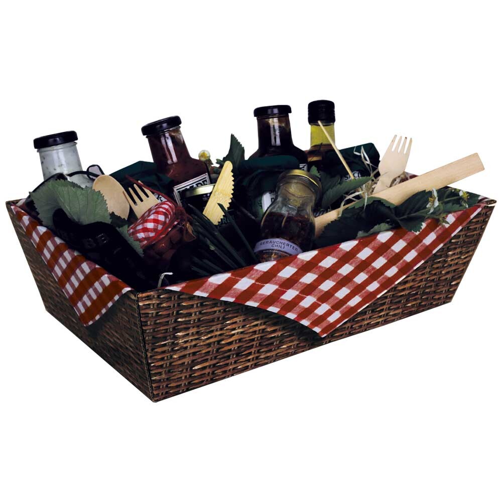 Geschenkkorb 4-eckig Brotzeit rot mittel Geschenkkorb 4-eckig Brotzeit rot mittel