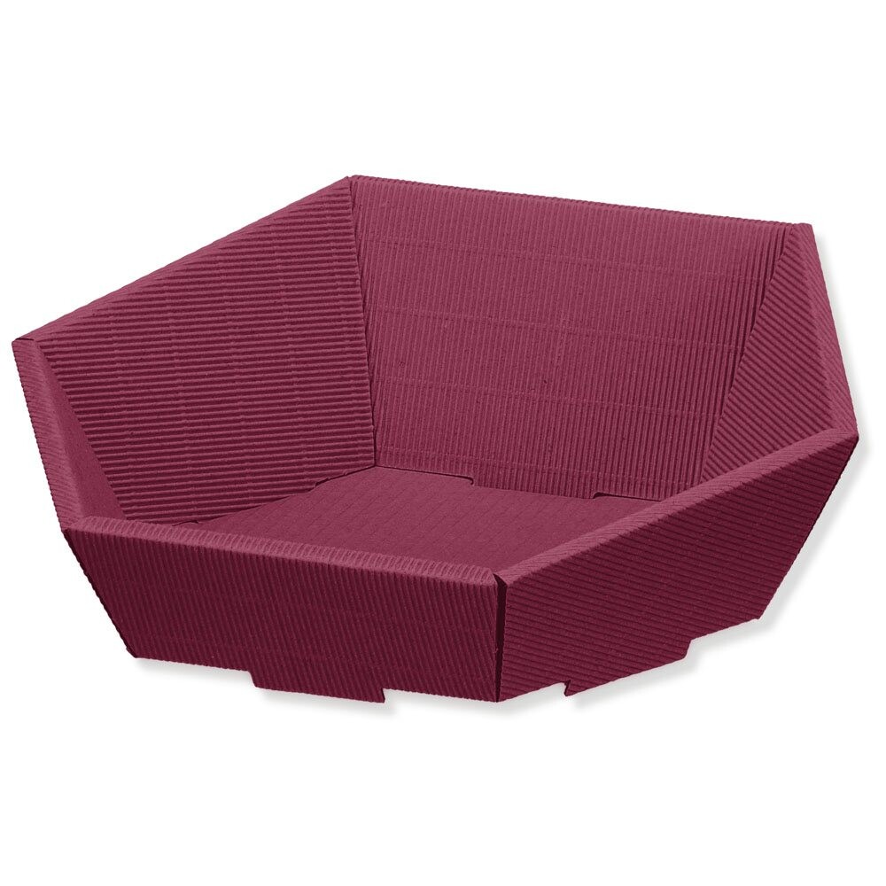 Geschenkkorb 6-eckig offene Welle bordeaux mittel Geschenkkorb 6-eckig offene Welle bordeaux mittel