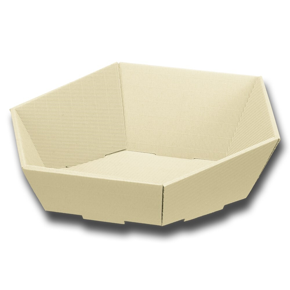 Geschenkkorb 6-eckig offene Welle creme groß Geschenkkorb 6-eckig offene Welle creme groß