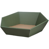 Geschenkkorb 6-eckig offene Welle olive groß Geschenkkorb 6-eckig offene Welle olive groß