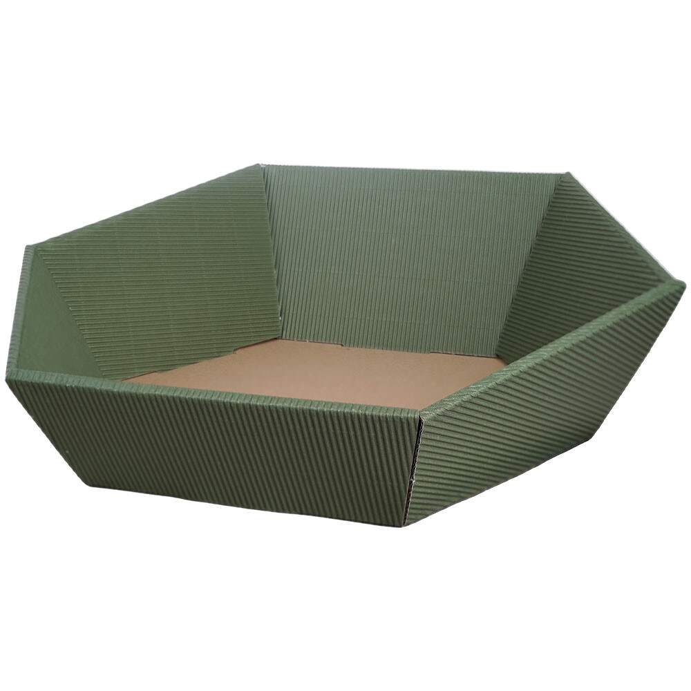 Geschenkkorb 6-eckig offene Welle olive klein Geschenkkorb 6-eckig offene Welle olive klein