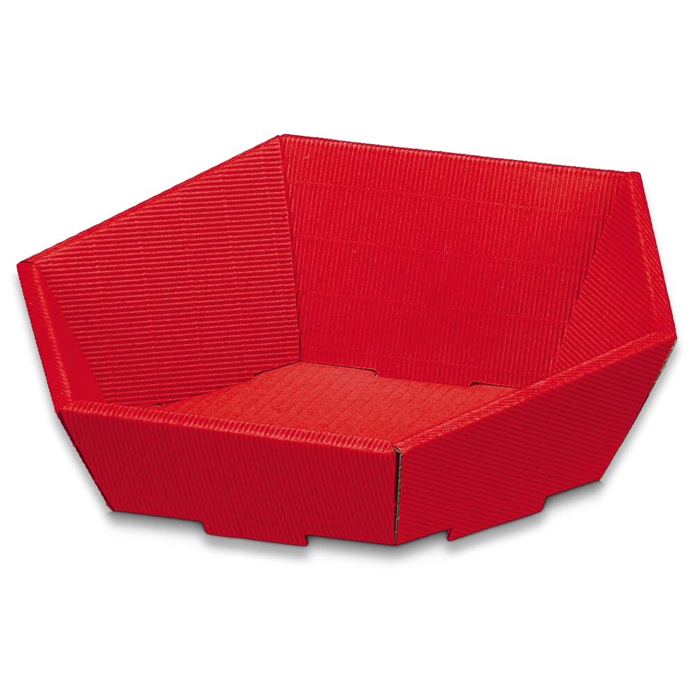Geschenkkorb 6-eckig offene Welle rot groß Geschenkkorb 6-eckig offene Welle rot groß