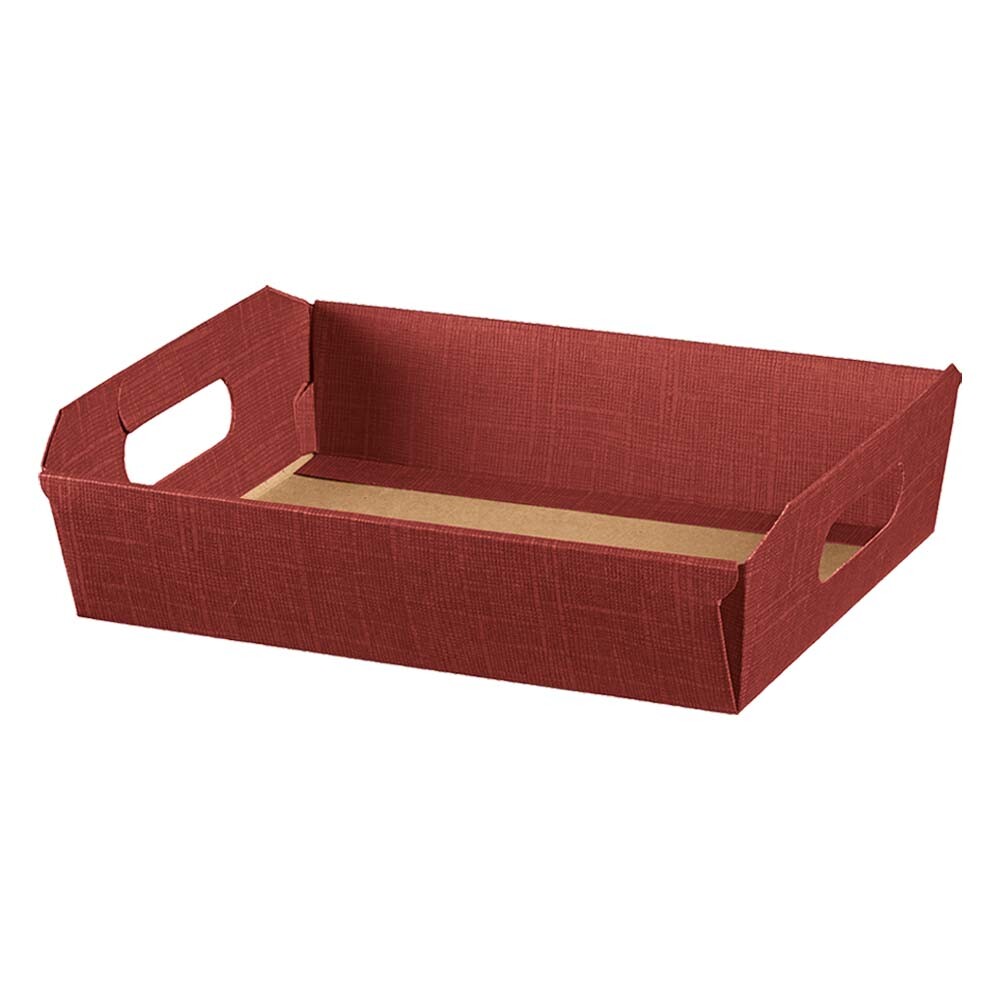 Geschenkkorb flach bordeaux mit Tragegriff mittel Geschenkkorb flach bordeaux mit Tragegriff mittel