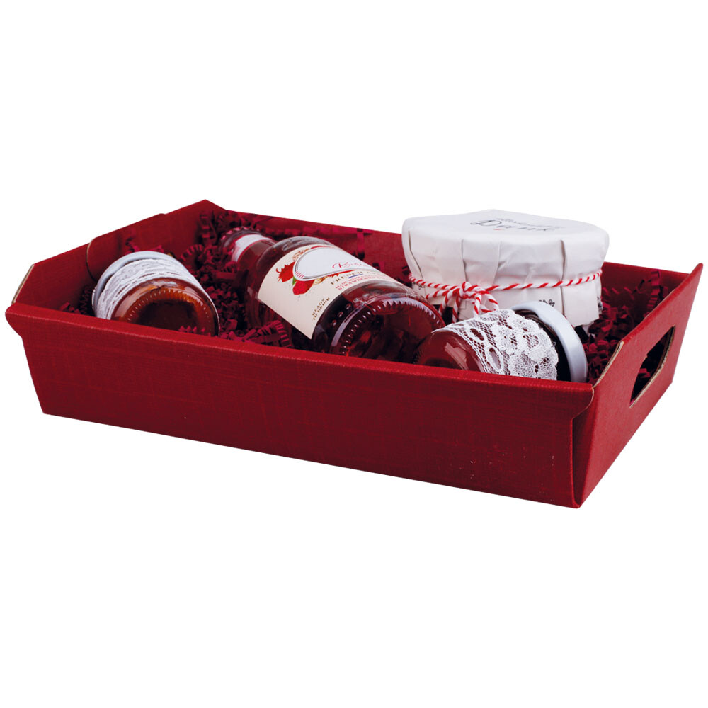 Geschenkkorb flach bordeaux mit Tragegriff klein Geschenkkorb flach bordeaux mit Tragegriff klein