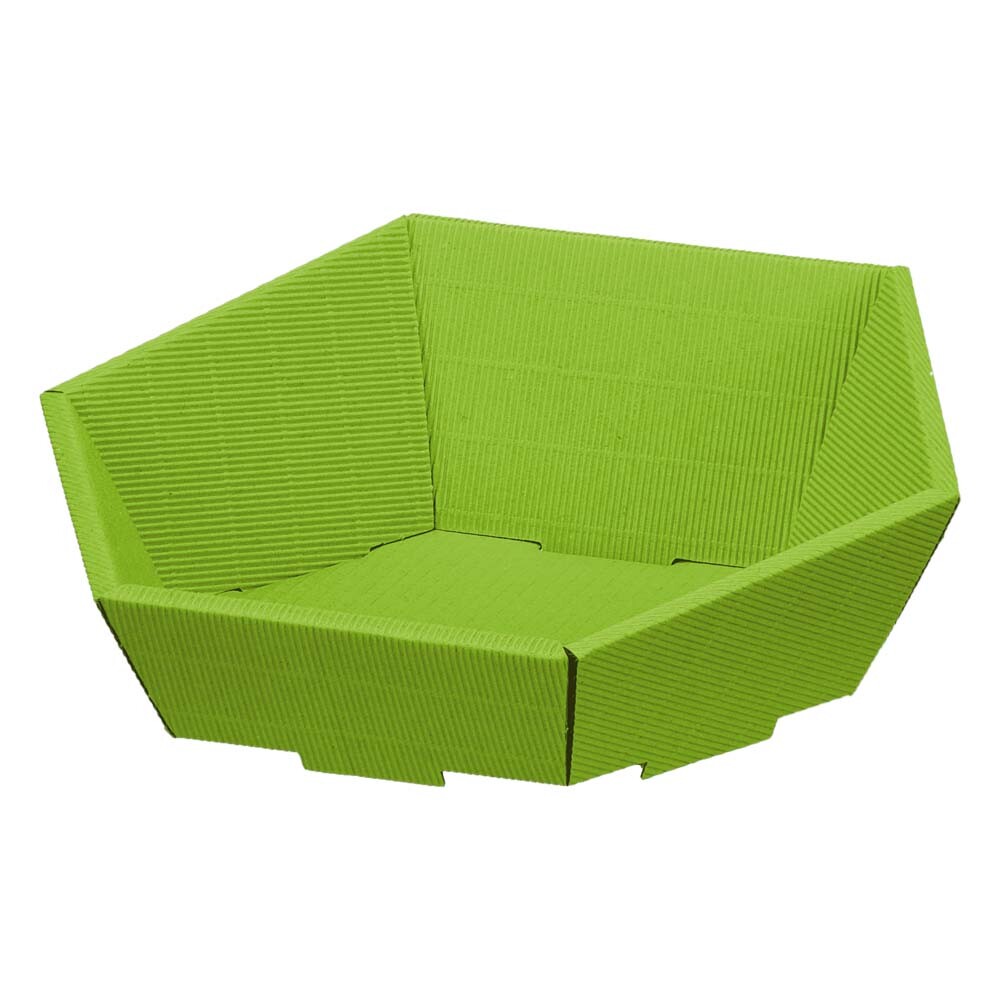 Geschenkkorb Präsentkorb Wellpappkorb 6-eckig klein hellgrün Geschenkkorb Präsentkorb Wellpappkorb 6-eckig klein hellgrün