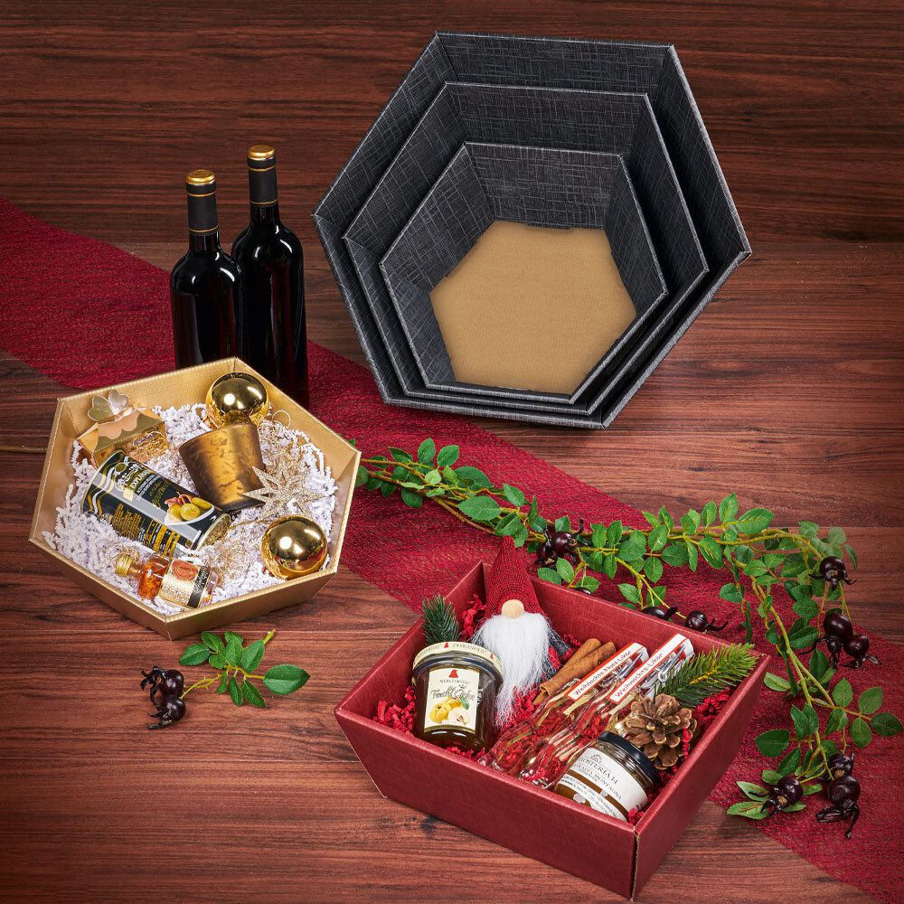 Geschenkkorb Seta 6-eckig anthrazit klein Geschenkkorb Seta 6-eckig anthrazit klein