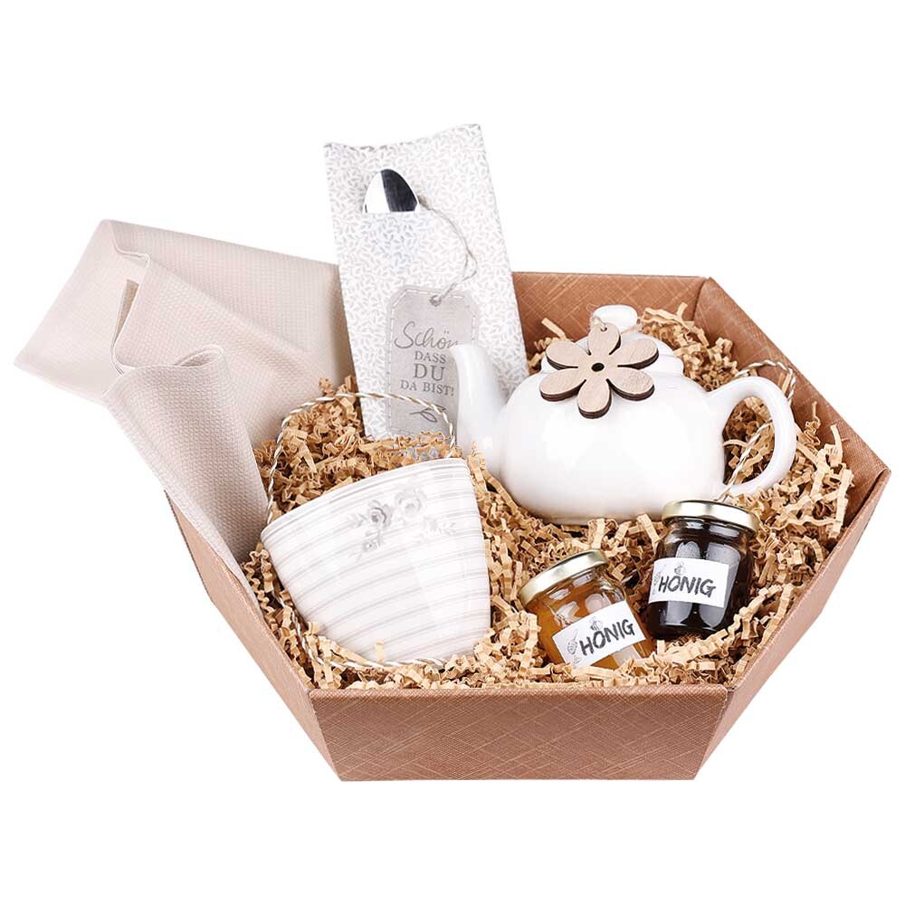 Geschenkkorb Seta 6-eckig Naturfarben mittel Geschenkkorb Seta 6-eckig Naturfarben mittel