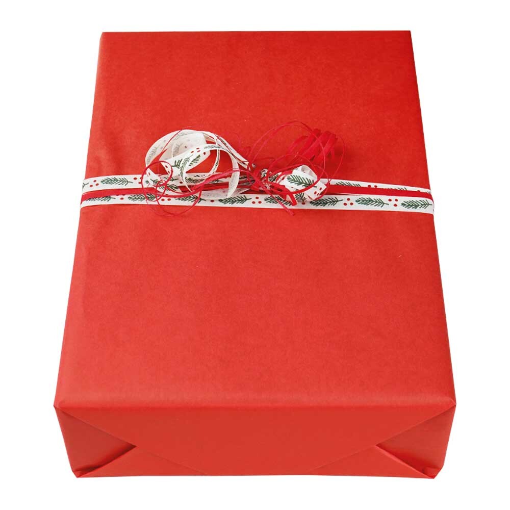 Geschenkpapier aus Kraftpapier weiß 70 cm rot