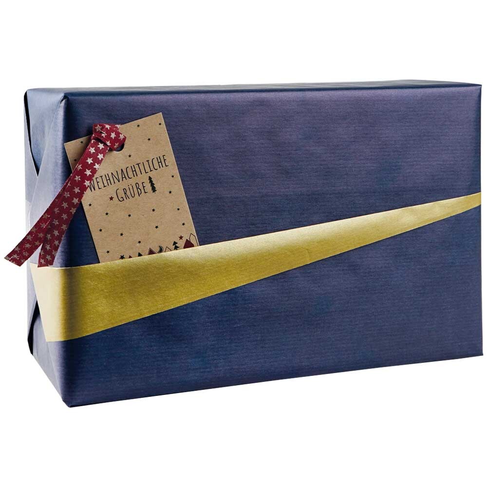 Geschenkpapier braun Bicolor blau- gold Geschenkpapier braun Bicolor blau- gold