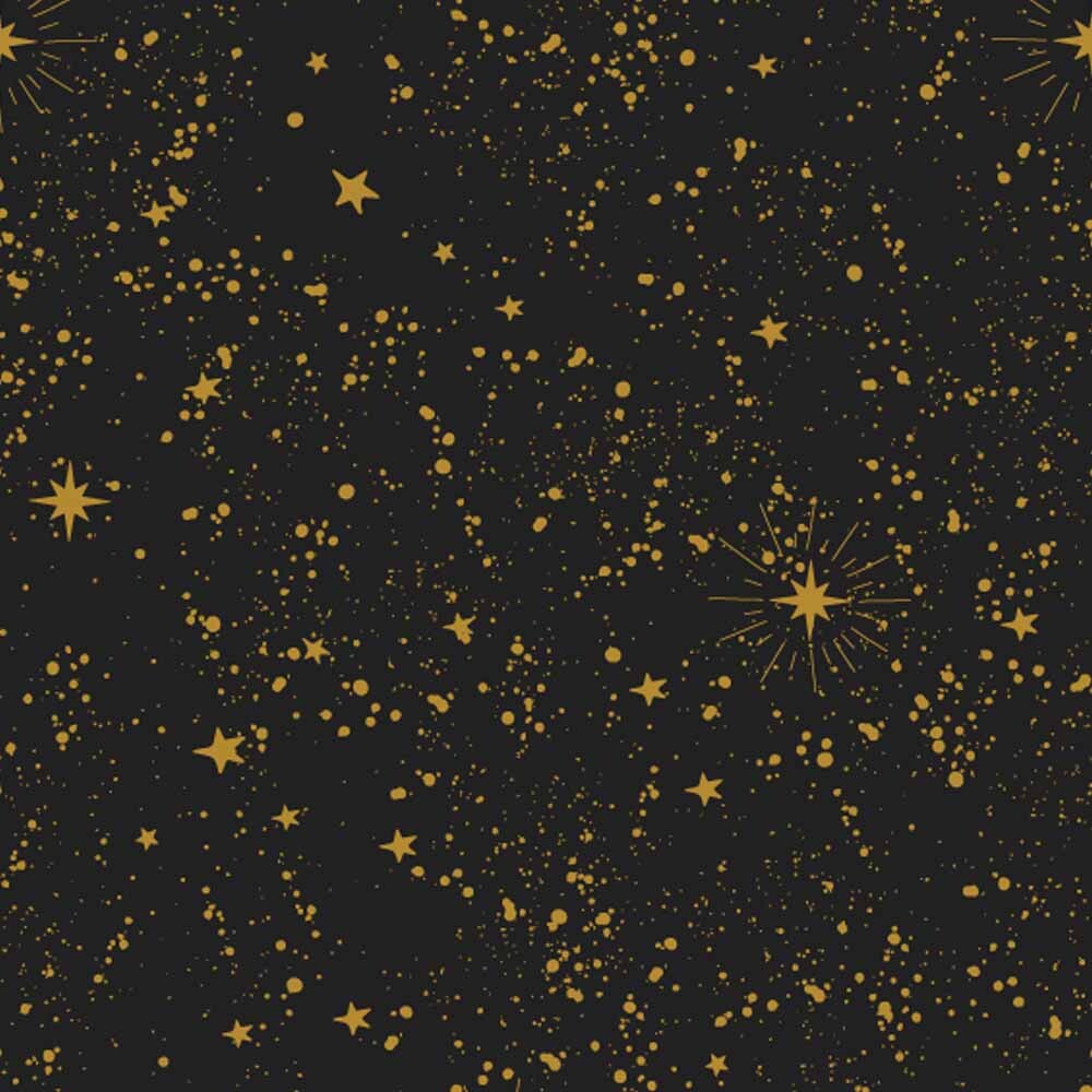 Geschenkpapiere Weihnachten Shop Rollen durchgefärbt schwarz - Sterne gold 70 cm