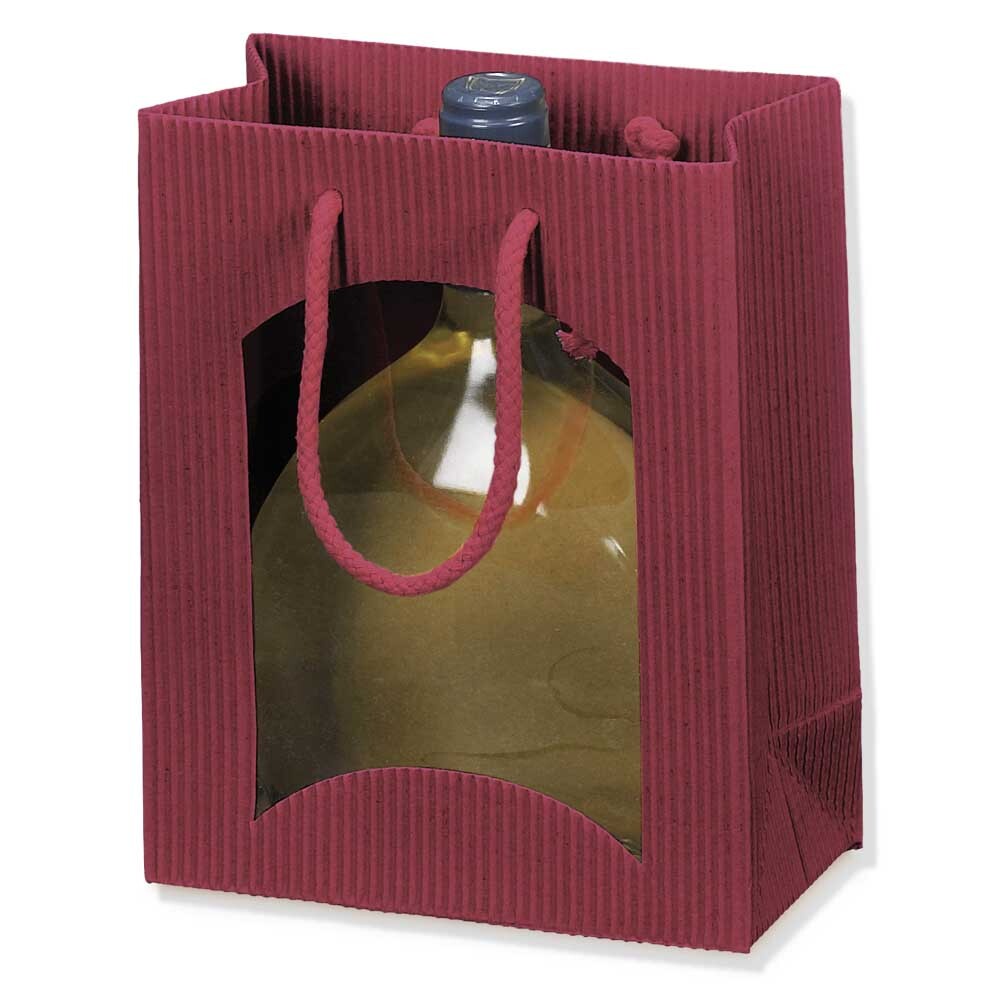 Flaschentragetasche offene Welle mit Sichtfenster bordeaux Flaschentragetasche offene Welle mit Sichtfenster bordeaux