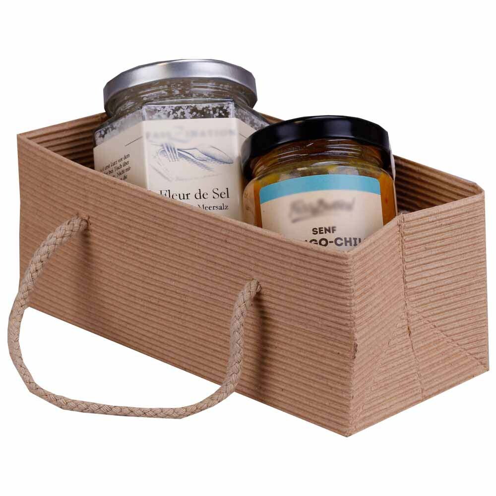 Geschenk-Tragetaschen offene Welle natur quer klein Geschenk-Tragetaschen offene Welle natur quer klein