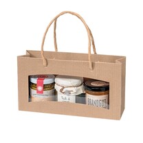 Geschenk-Tragetaschen offene Welle natur quer mittel mit Fenster Geschenk-Tragetaschen offene Welle natur quer mittel mit Fenster