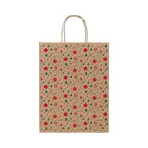 Geschenktragetasche braun Kugeln rot mittel Geschenktragetasche braun Kugeln rot mittel
