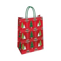 Geschenktragetasche Tannenbäume rot-grün mittel Geschenktragetasche Tannenbäume rot-grün mittel