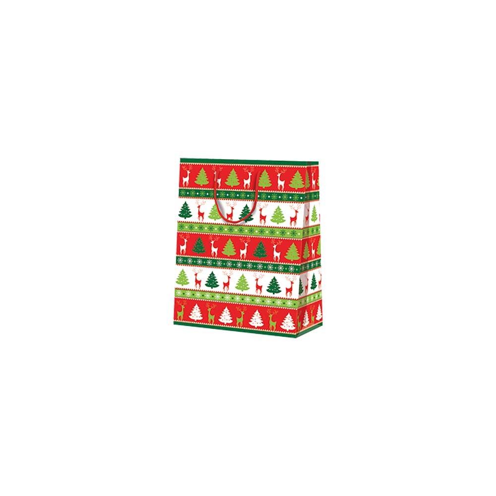 Geschenktragetasche Weihnachtsmotive glänzend grün/rot klein Moosmann