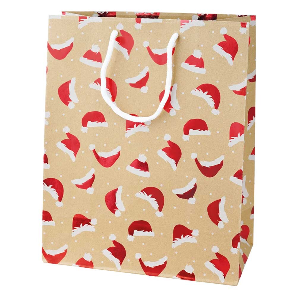 Geschenktragetasche Weihnachtsmützen groß Geschenktragetasche Weihnachtsmützen groß